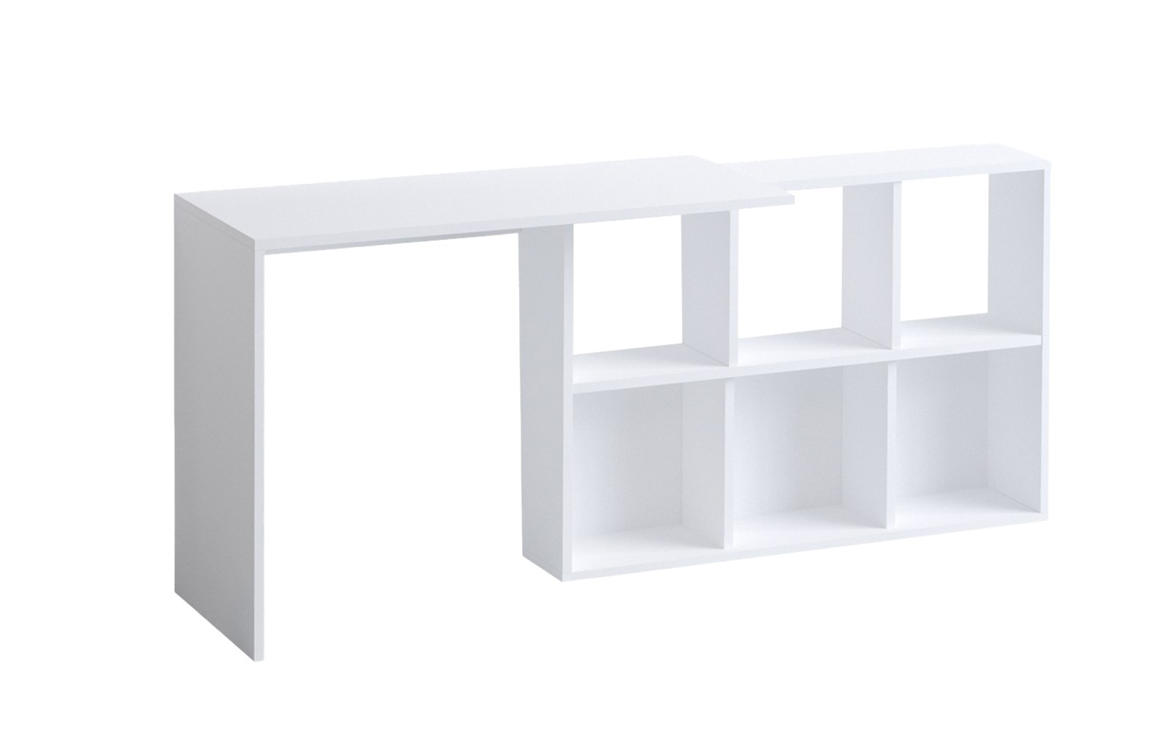 Birou cu etajera Jack, alb + stejar  3